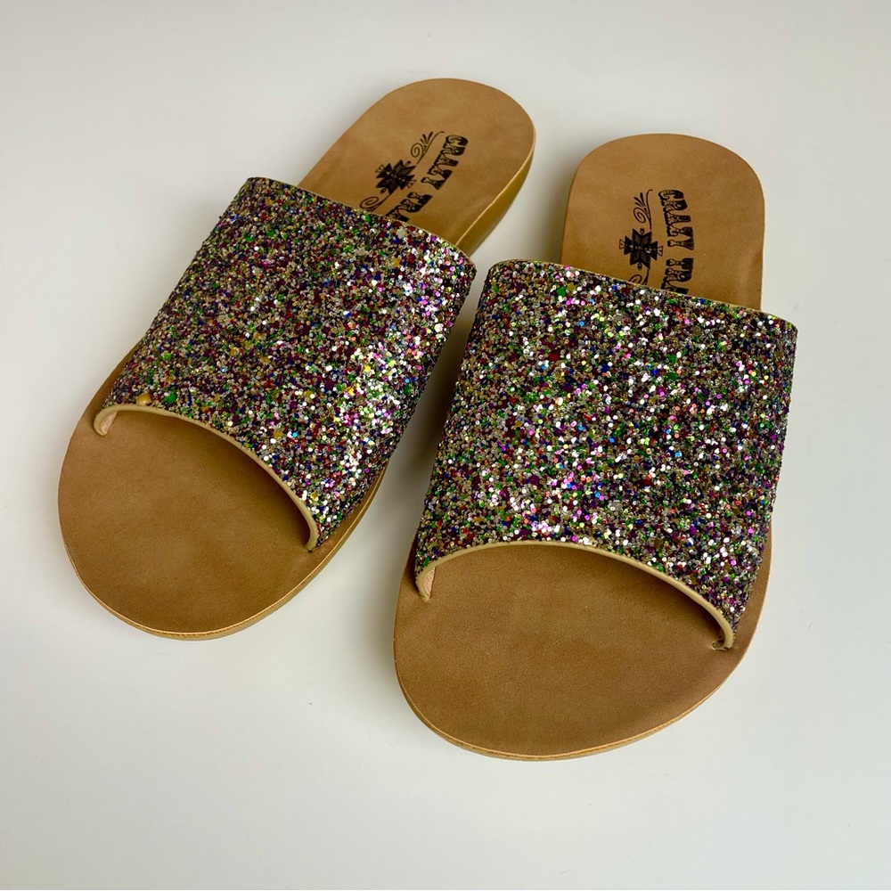 Crazy Train Size 6 Sparkle Glitter Sandals Slides